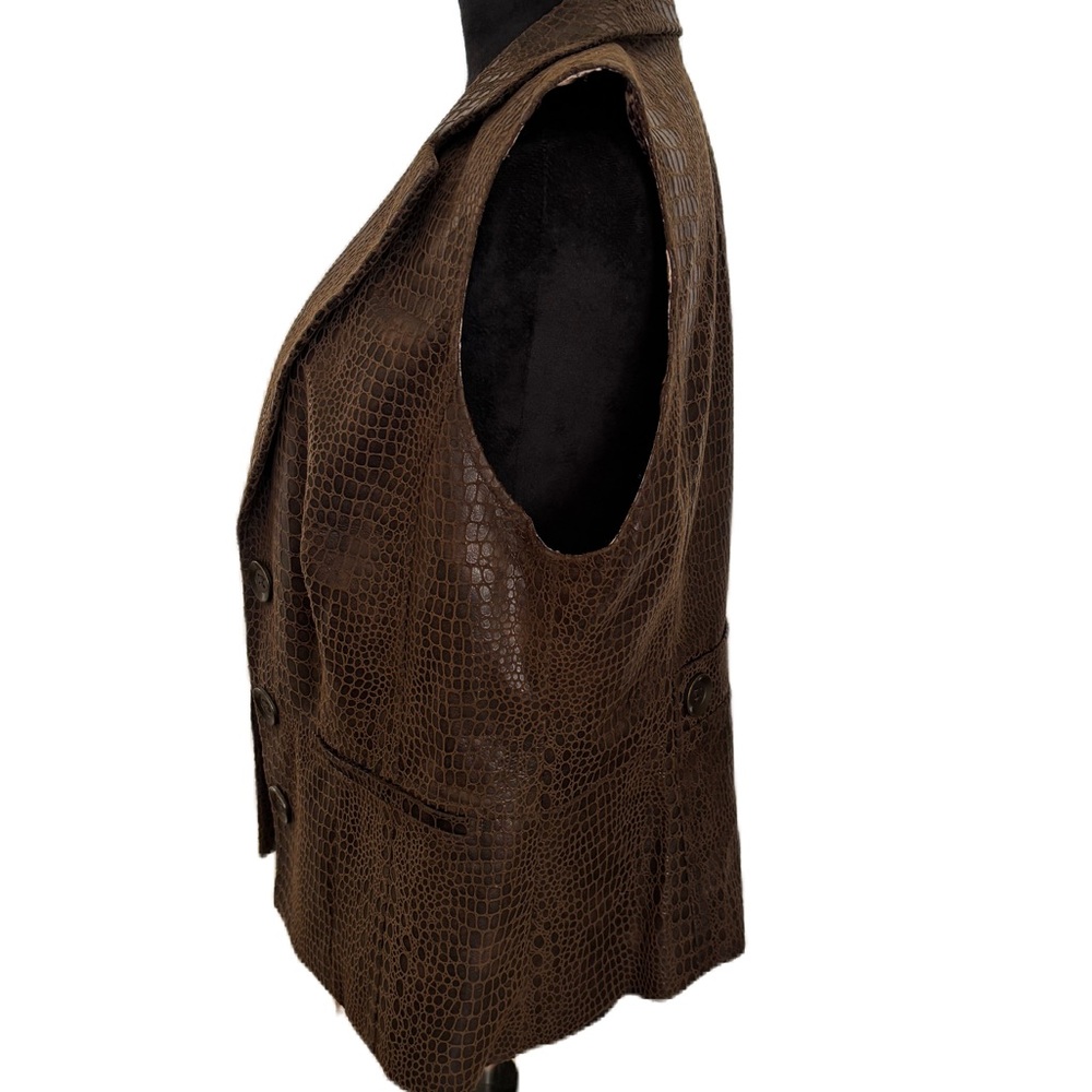 Multiples Crocodile Pattern Brown Vest - image 3
